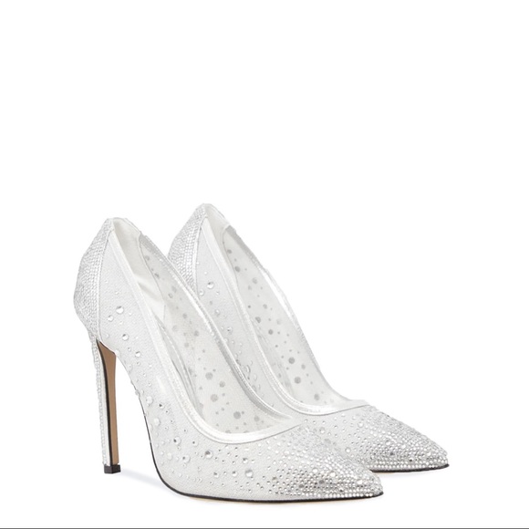 vivorosa Shoes - VERSILIA CRYSTAL EMBELLISHED POINTED TOE STILETTO HEEL PUMPS IN SILVER